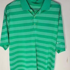 Nike Golf Men's Green Striped Polo Shirt